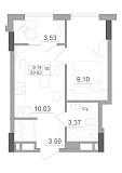 Планировка 1-к квартира площей 29.62м2, AB-22-03/00002.