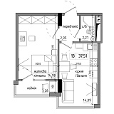 Планування 1-к квартира площею 37.51м2, AB-17-12/00003.