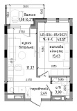 Планировка 1-к квартира площей 40.57м2, LR-004-05/0021.