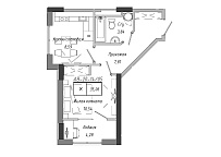 Планировка 1-к квартира площей 35.06м2, AB-20-14/00105.