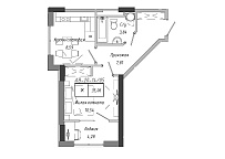 Planning 1-rm flats area 35.06m2, AB-20-14/00105.