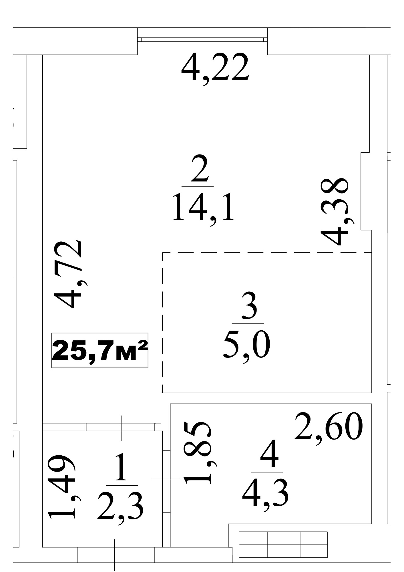 Планировка Smart-квартира площей 25.7м2, AB-10-06/0048в.