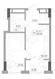 Планировка 1-к квартира площей 29.49м2, AB-22-12/00006.