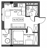 Планування 1-к квартира площею 29.18м2, UM-002-06/0053.