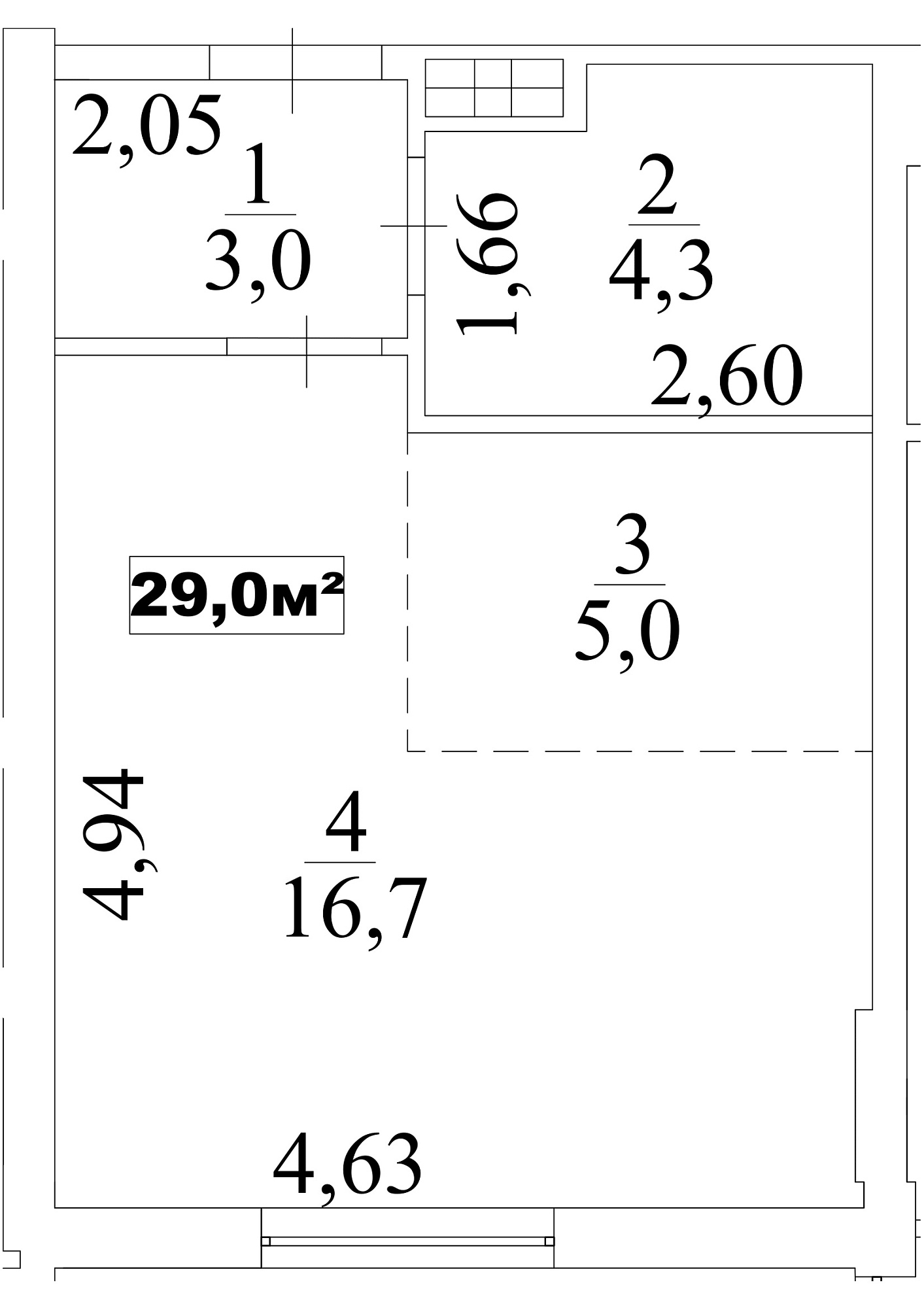 Planning Smart flats area 29m2, AB-10-01/00009.