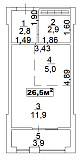 Planning Smart flats area 26.5m2, AB-02-02/00013.