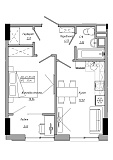 Planning 1-rm flats area 37.04m2, AB-21-01/00020.