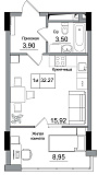 Планировка 1-к квартира площей 32.27м2, AB-16-06/00013.
