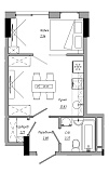 Планування 1-к квартира площею 28.29м2, AB-21-14/00114.