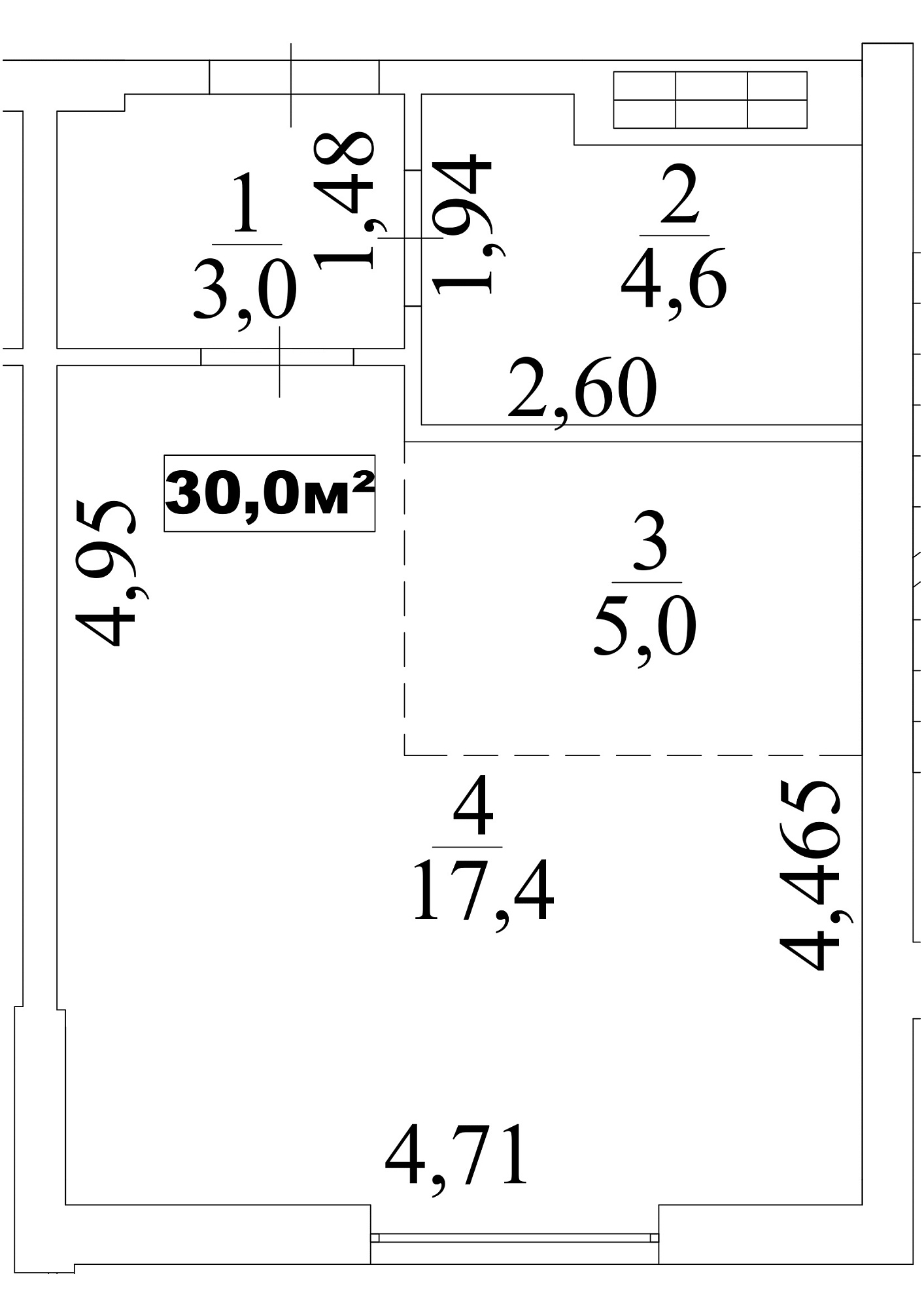 Планировка Smart-квартира площей 30м2, AB-10-06/0046а.