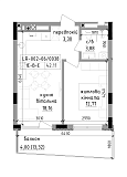 Планування 1-к квартира площею 42.11м2, LR-002-06/0038.