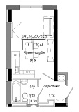 Планировка Smart-квартира площей 25.68м2, AB-19-02/0004б.