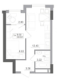 Planning 1-rm flats area 30.02m2, AB-22-08/00014.