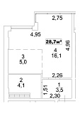 Планировка Smart-квартира площей 28.7м2, AB-13-06/0045б.