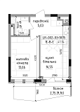 Планировка 1-к квартира площей 41.14м2, LR-002-03/0015.