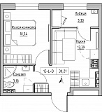 Планировка 1-к квартира площей 30.21м2, KS-024-01/0001.