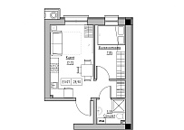 Планировка 1-к квартира площей 28.9м2, KS-012-02/0002.