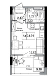 Планування Smart-квартира площею 31.99м2, AB-12-02/00001.