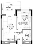 Planning 1-rm flats area 35.97m2, LR-005-09/0070.