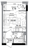 Планировка Smart-квартира площей 25.8м2, AB-04-07/00008.