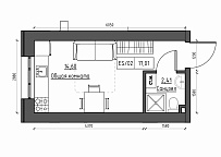 Planning Smart flats area 17.02m2, KS-011-02/0002.