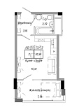 Планировка 1-к квартира площей 30.36м2, AB-19-13/00113.