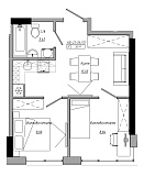 Planning 2-rm flats area 35.91m2, AB-21-04/00019.
