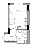Планування Smart-квартира площею 23.79м2, AB-21-14/00117.