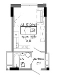 Планировка Smart-квартира площей 22.15м2, AB-19-09/00006.