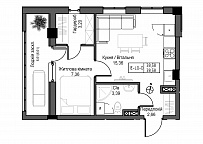Планування 1-к квартира площею 38.58м2, UM-007-03/0002.