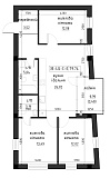 Planning 1-rm flats area 79.74m2, LR-002-05/0002.