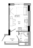 Планування Smart-квартира площею 23.96м2, AB-21-04/00017.