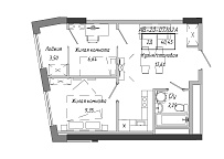Planning 2-rm flats area 41.9m2, AB-20-07/0002а.