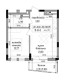 Планировка 1-к квартира площей 44.91м2, LR-002-05/0029.