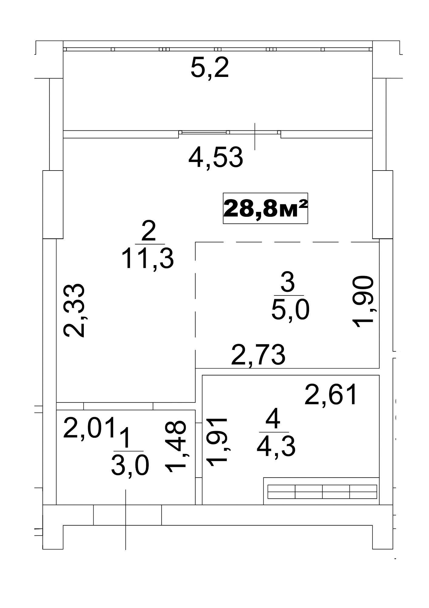 Planning Smart flats area 28.8m2, AB-13-10/00083.
