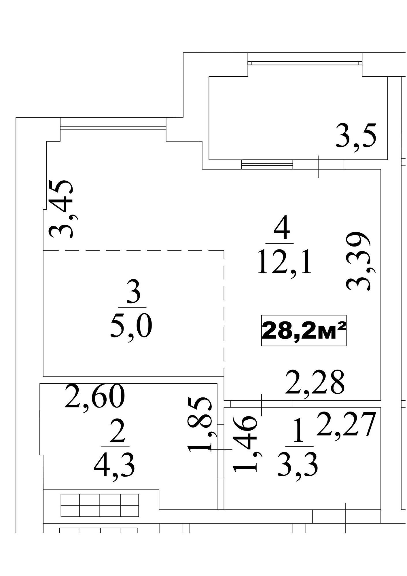 Планування Smart-квартира площею 28.2м2, AB-10-09/0075б.