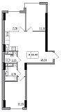 Планировка 3-к квартира площей 63.4м2, AB-05-03/00003.