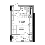 Планування Smart-квартира площею 28.03м2, AB-17-06/00001.