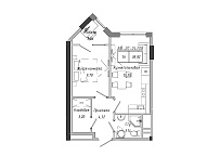 Планировка 1-к квартира площей 38.92м2, AB-20-04/00008.