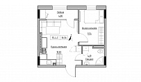 Планування 1-к квартира площею 36.56м2, KS-025-06/0008.