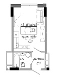 Планування Smart-квартира площею 22.15м2, AB-19-10/00006.
