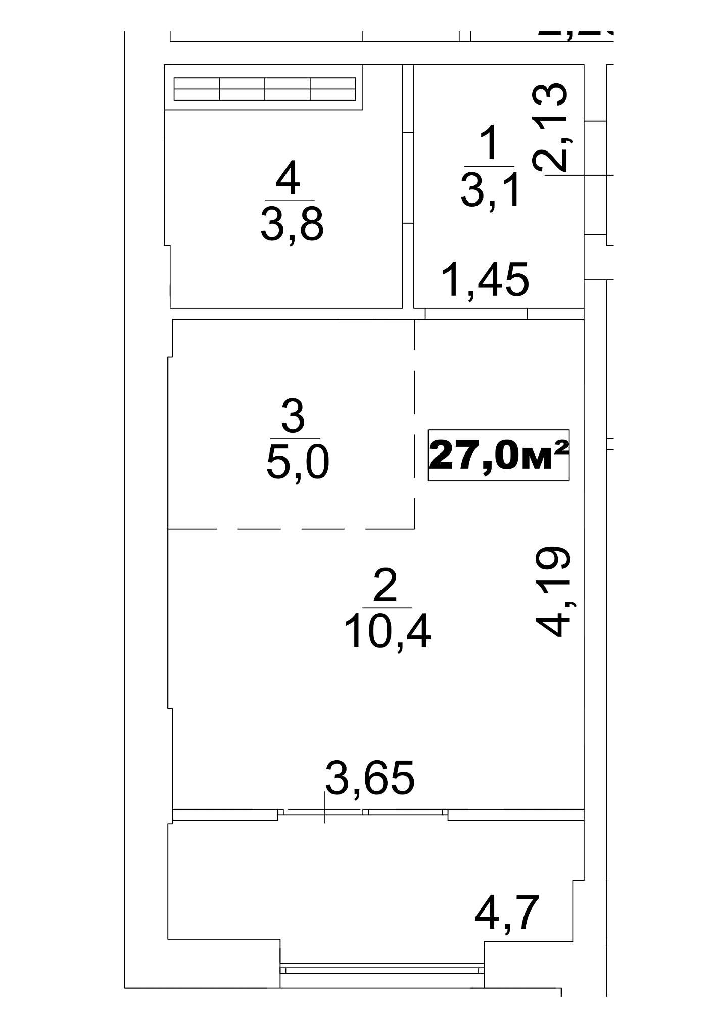 Планування Smart-квартира площею 27м2, AB-13-09/0072а.