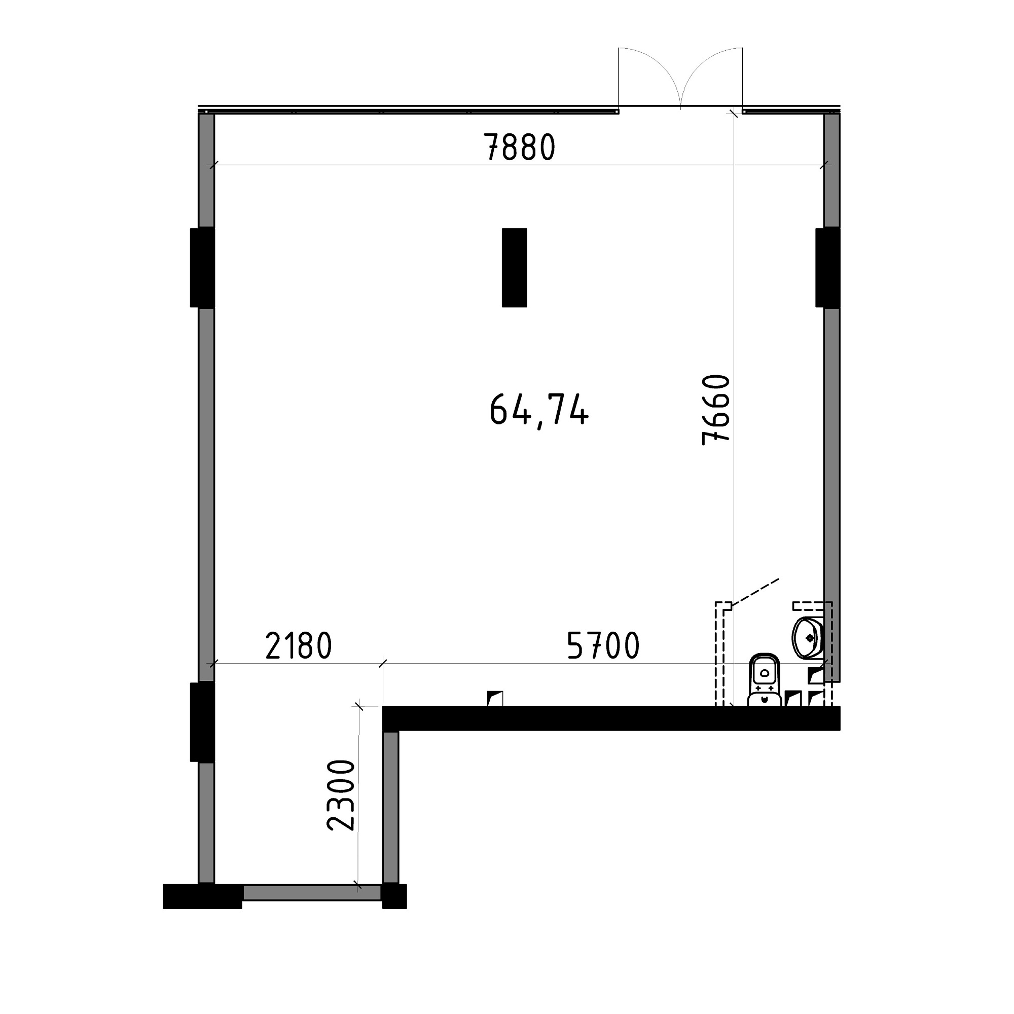Planning Commercial premises area 64.74m2, AB-06-01/Т0003.