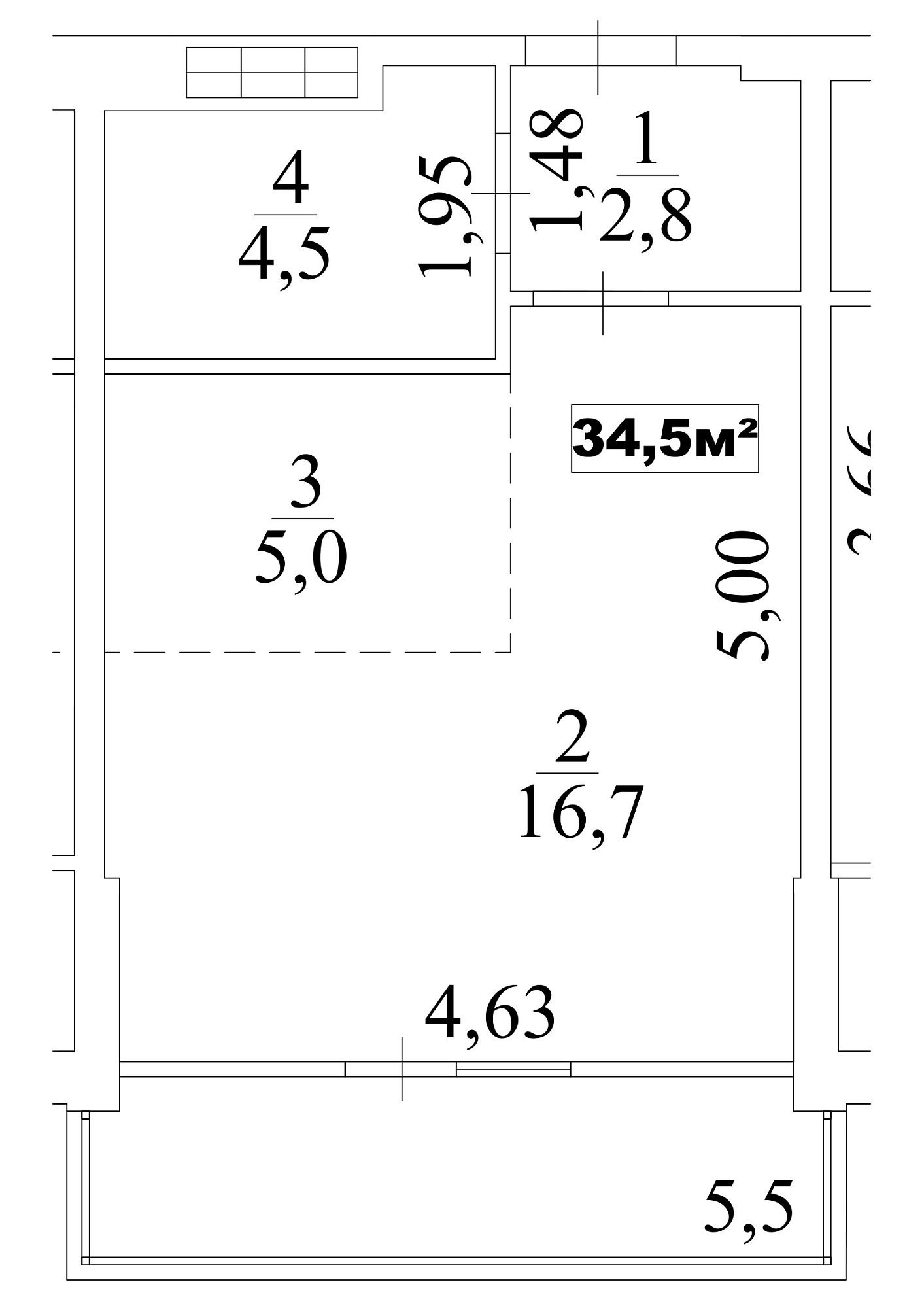 Planning Smart flats area 34.5m2, AB-10-09/0073б.
