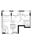 Планування 3-к квартира площею 51.5м2, AB-19-12/00007.