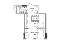 Планировка 1-к квартира площей 31.23м2, AB-20-02/00001.