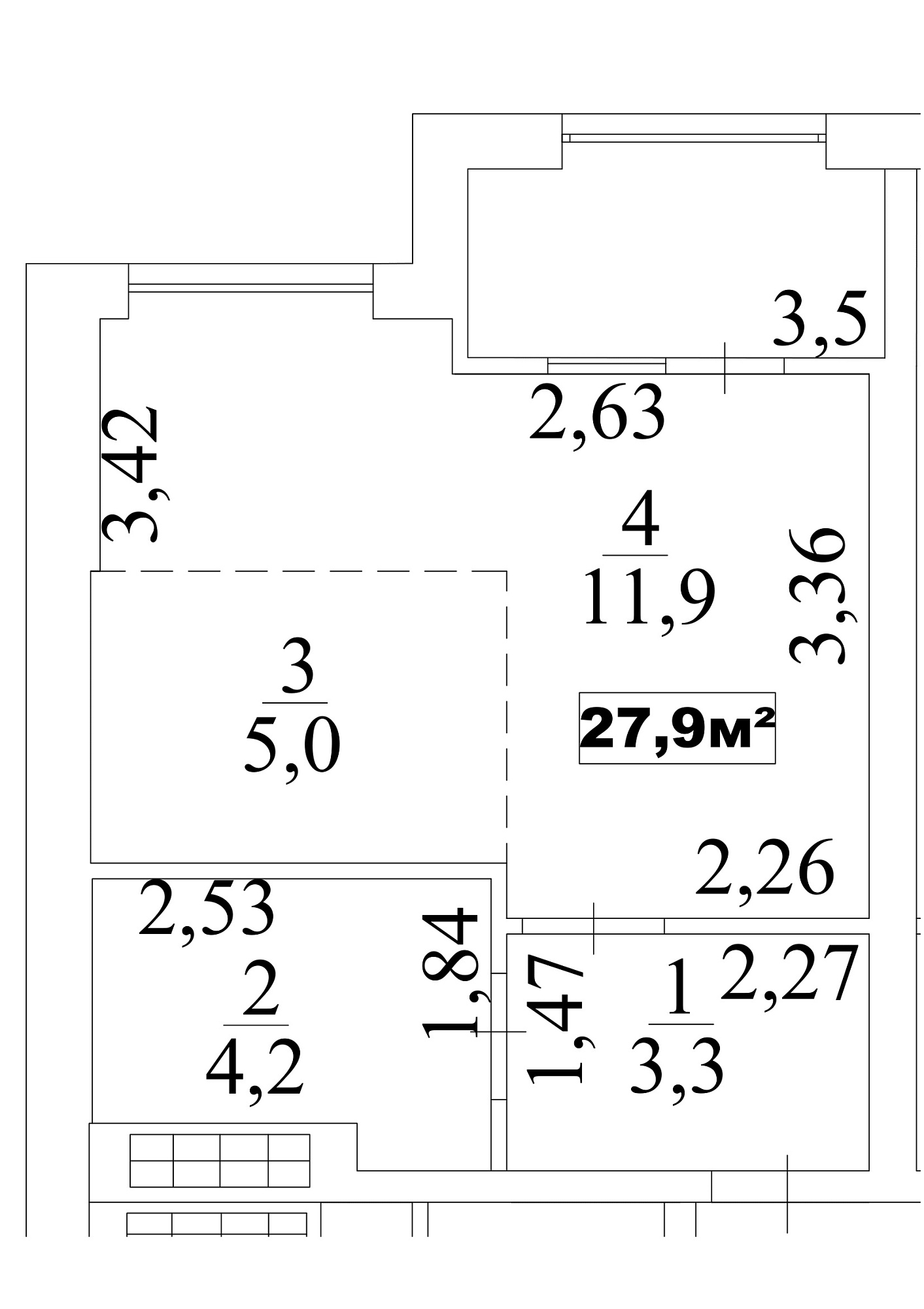 Планування Smart-квартира площею 27.9м2, AB-10-04/0030б.