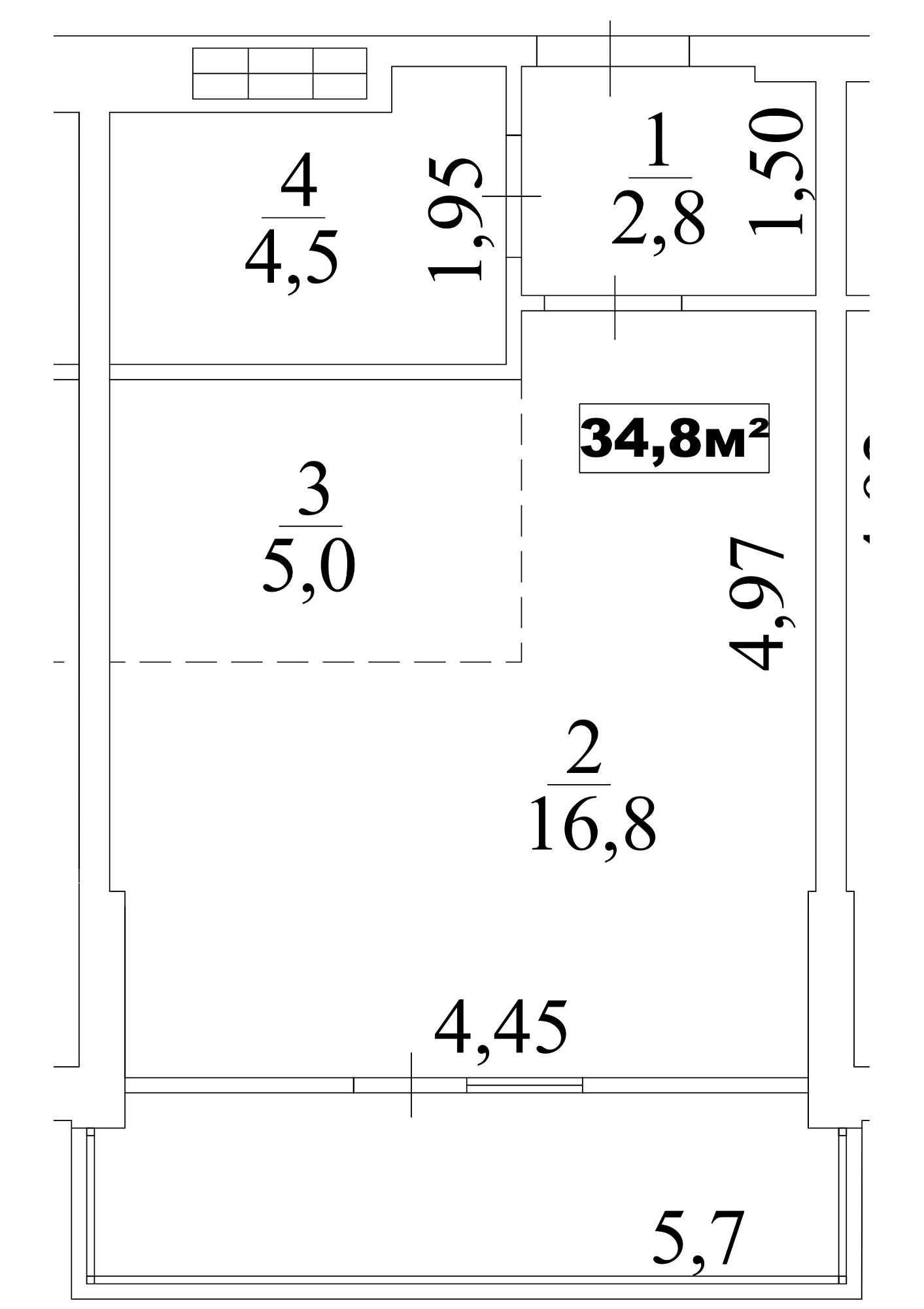 Planning Smart flats area 34.8m2, AB-10-10/0082б.