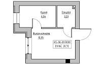 Планировка 1-к квартира площей 20.72м2, KS-008-01/0009.