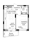 Планировка 1-к квартира площей 44.18м2, LR-002-02/0004.